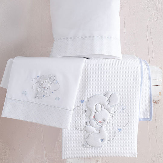 Rythmos Baby Sheets Set Crib Cotton Light Blue 100x160cm 3pcs