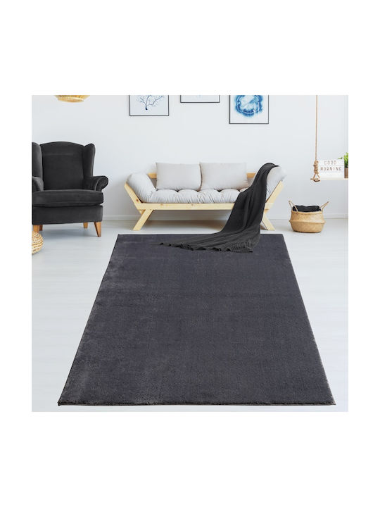 Anti-slip Rug Rectangular Furry Charcoal