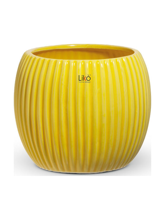 Fankon Flowers Planter Ceramic Yellow 16x16x13.5cm.