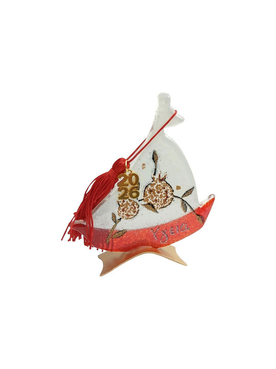 Kalliopi Silver Handmade Tabletop Lucky Charm Boat White made of Glass 2026 10x12cm 1pcs