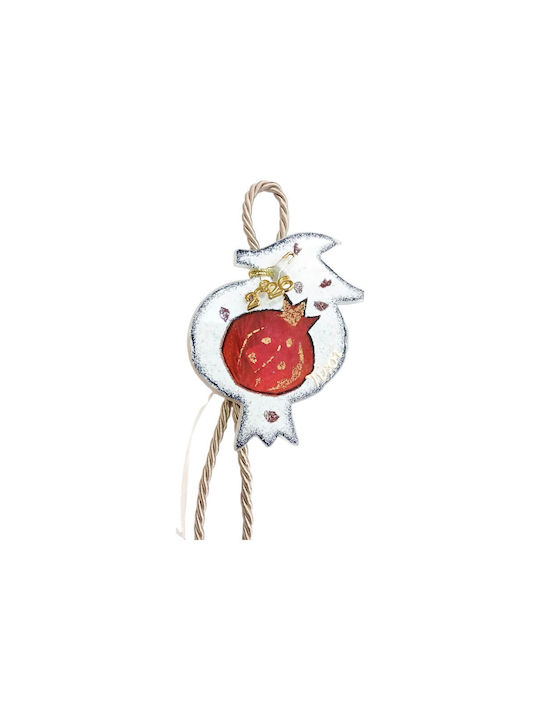 Kalliopi Silver Handmade Окачен Гоури Нар Бял от Стъкло 2026 8x10см 1бр