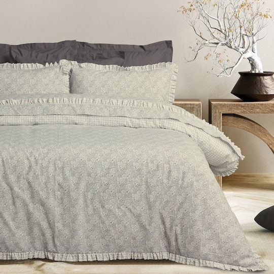 Das Home Set Huse Pentru Pilote 3180 100% Bumbac 220x240cm Supradublă Cu 2 Fețe De Pernă Bej Negru