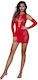 Red Hot Temptation Mini Dress Cut-out Sleeves O S