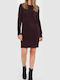 Rochie Mini Tricotată Burgundy