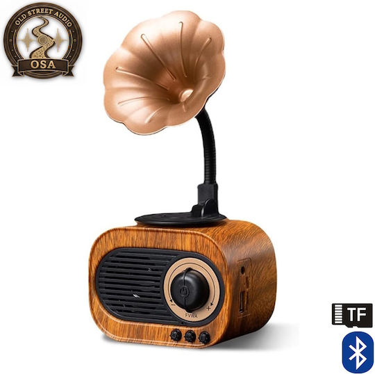 Old Street Audio Ηχείο Bluetooth 5W με Ραδιόφωνο και Διάρκεια Μπαταρίας έως 3 ώρες Καφέ