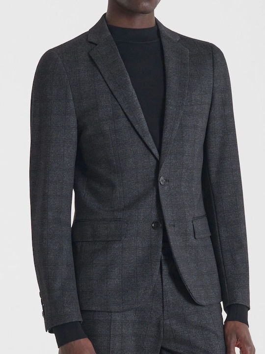 Men's Winter Suit Jacket Slim Fit Black