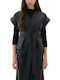 Women's Blouse Leather Sleeveless Black