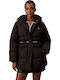 Lang Damen Puffer Jacke Black