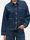 Lang Damen Jeansjacke Blue