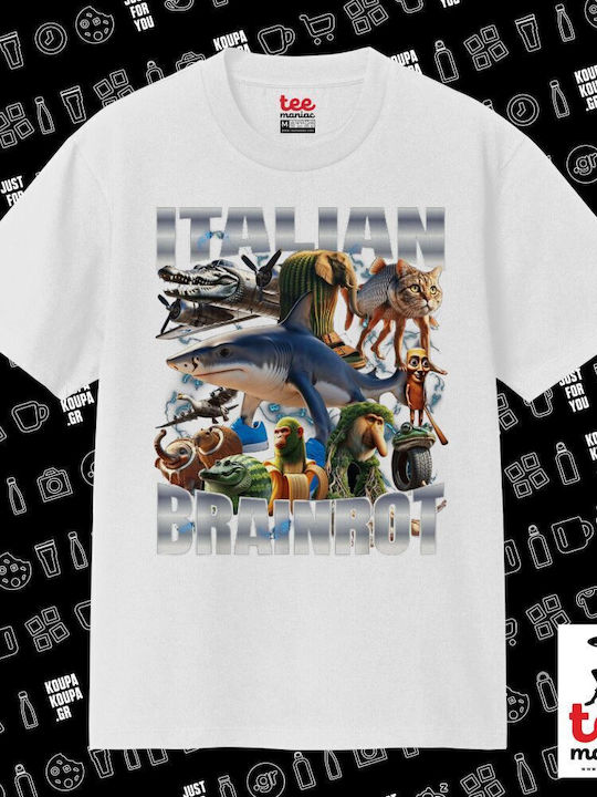 Italian Brainrot Classic Double-Stitched T-shirt Without Side Seams White 100% Cotton Vegan & Oeko-tex Certified