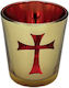 Glass Cup Vigil Oil Lamp Cross Medium 1-60643