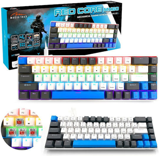 Media-Tech Red Core MX60 Gaming Mechanical Keyboard 60% with Cherry MX Red switches and RGB lighting (International English) Blue/Graphite