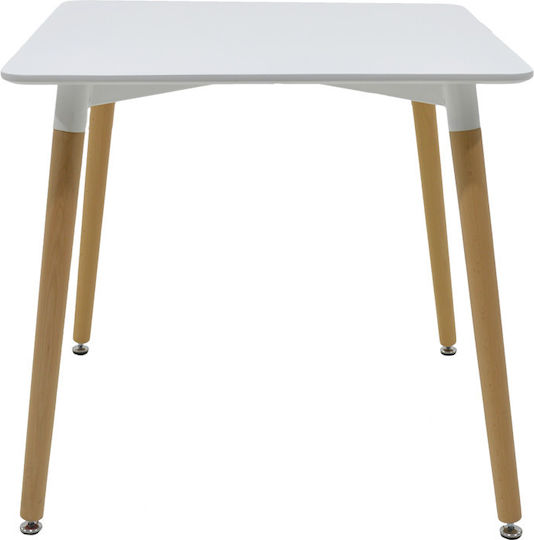Snow Square Table Dining Room Wooden White-natural Shade 80x80x76cm
