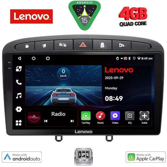 Lenovo Car Audio System for Peugeot 308 / RCZ 2007-2012 (Bluetooth/USB/WiFi/GPS/Apple-Carplay/Android-Auto) with Touch Screen 9"