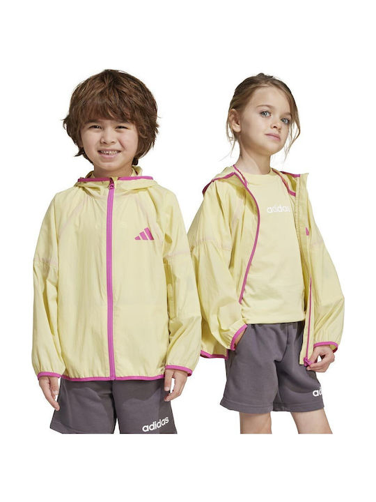 Kids' Sports Jacket Windproof with Hood Yellow