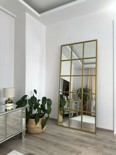 SteweHome Floor Mirror with Gold Metal Frame 180x80cm