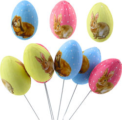 Easter Eggs On Wire Stick Colorful Bunnies Deco...