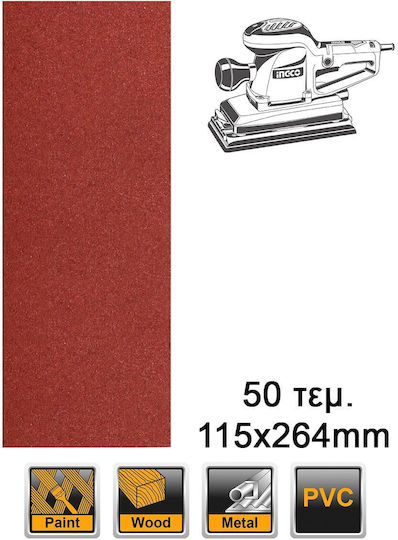 Ingco Palm Sander Sanding Sheet K120 115x264mm Set 50pcs