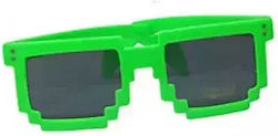 Party Glasses Nerd Clear 92054-1-1 Glow In Dark Pixel Sunglasses Uv 400 Mirrored Lenses Green