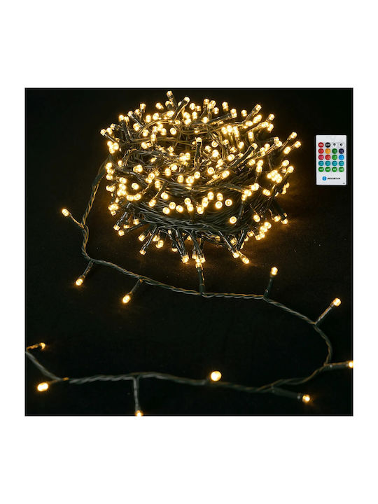 Christmas Lights Battery 3AA Music Sensor Warm White 10m/100LED Dark Green Cable IP44 Indoor & Outdoor Aigostar Sds-8433325501273 Sss