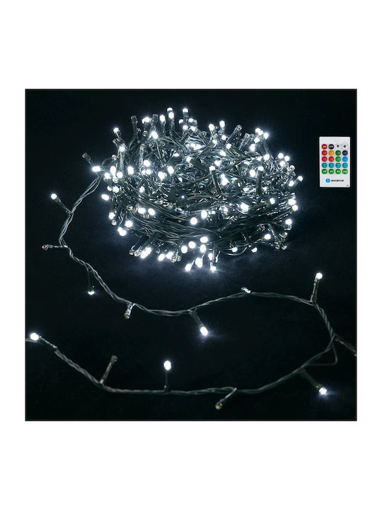 Christmas Lights Battery 3AA Music Sensor Cold White 10m/100LED Dark Green Cable IP44 Indoor & Outdoor Aigostar SDS-8433325501266 SSS
