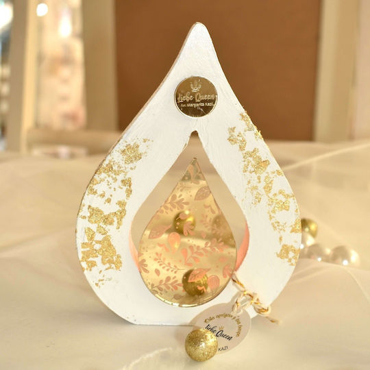 LiebeQueen Handmade Tabletop Lucky Charm with Wishes Gold made of Wood 1pcs