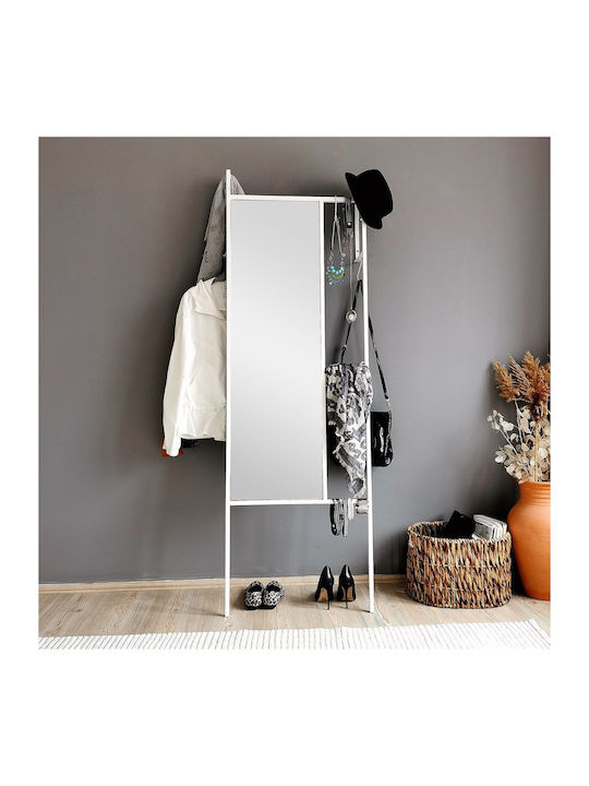 SteweHome Boden- oder Standspiegel mit Weißem Metallischem Rahmen 170x55cm
