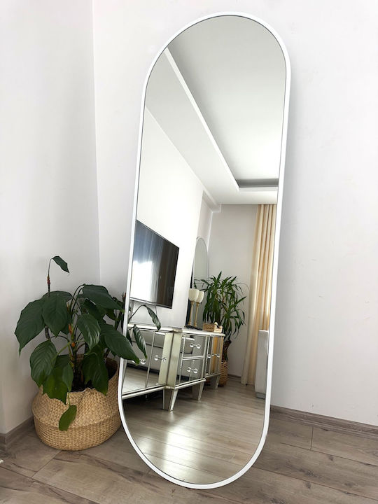 SteweHome Καθρέπτης Οβάλ με Λευκό Μεταλλικό Πλαίσιο 180x60cm
