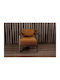 Orange Fabric Armchair of Brick Dark Walnut Wooden Base 65x78x55cm