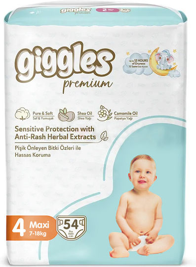 Giggles & Co. Πάνες με Αυτοκόλλητο Premium No. 4 για 7-18kg 54τμχ
