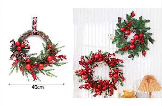 Coroană Decorativă de Crăciun 40cm Semicerc de Crăciun Pe