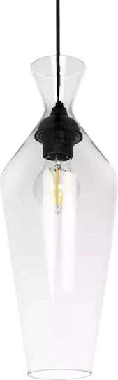 GloboStar Pendant Light Transparent with Crystals for Socket E27 15x15x40cm