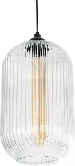 GloboStar Meloni Pendant Light Transparent with Crystals for Socket E27 20x20x38cm