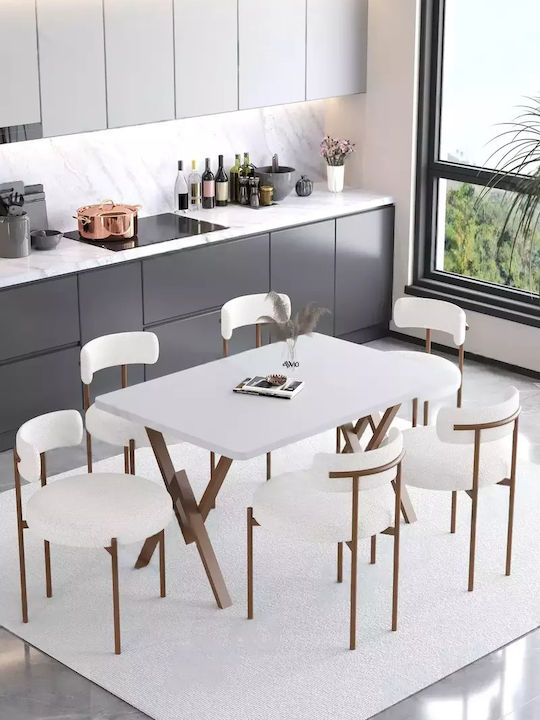 Masă De Dining 80x140 Masă De Bucătărie 6 Scaune Set Mobila Living