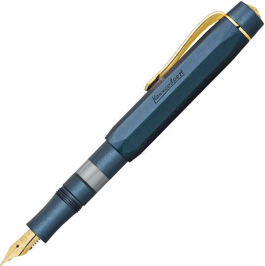 Kaweco Kolben Sport Al Navy-Gold Starter Set Füllfederhalter Mit Tinte B Breite
