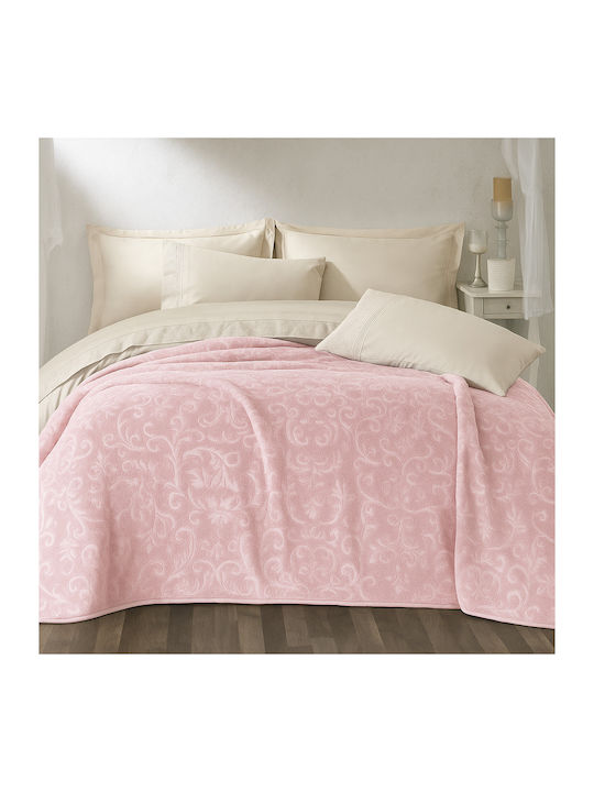 Saray Home B896pn Κουβέρτα Βελουτέ Υπέρδιπλη 220x240εκ. Ροζ Πούδρα