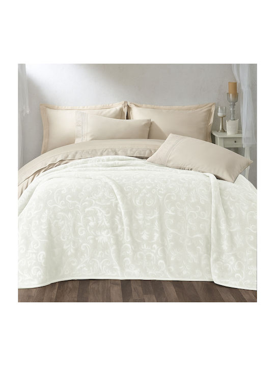 Saray Home Floral B896iv Velvet Blanket Double 220x240cm Gray