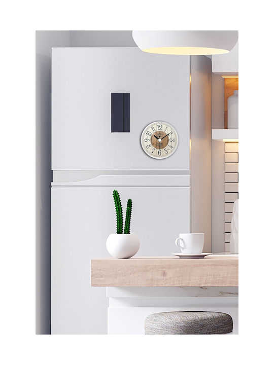Kiely Magnetic Wall Clock White Brown 10x10cm