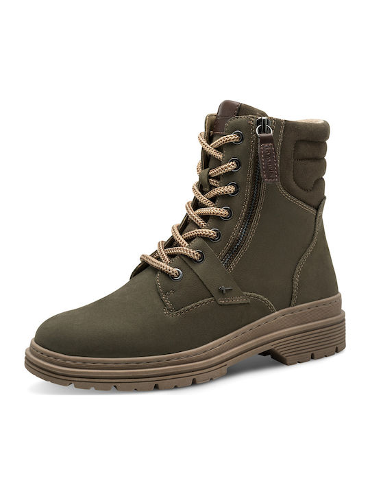 Leather Women's Ankle Boots Khaki