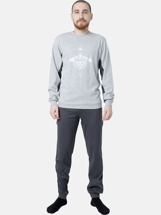 Dreams by Joyce Moon Child Winter Herrenpyjama Baumwollene Grau