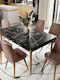 Set Mobilier Pentru Sufragerie Negru Model Marmură Scaune Maro