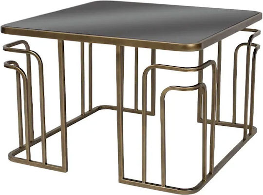 Quadratisches Zentrales Kaffeetisch Glas Gold M60xB60xH40,5cm