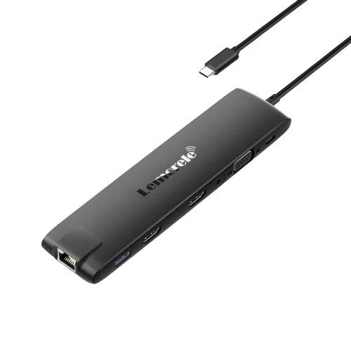 Lemorele TC96 USB-C Лаптоп Докинг Станция с HDMI 4K PD Ethernet и Свързване на 2 Монитора Черен