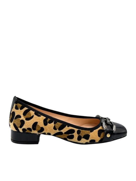 Anatomic Patent Leather Pointed Toe Brown Low Heels Animal Print