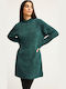 Mini Dress Knitted Turtleneck Green FBL012-100-13-Dark Sea