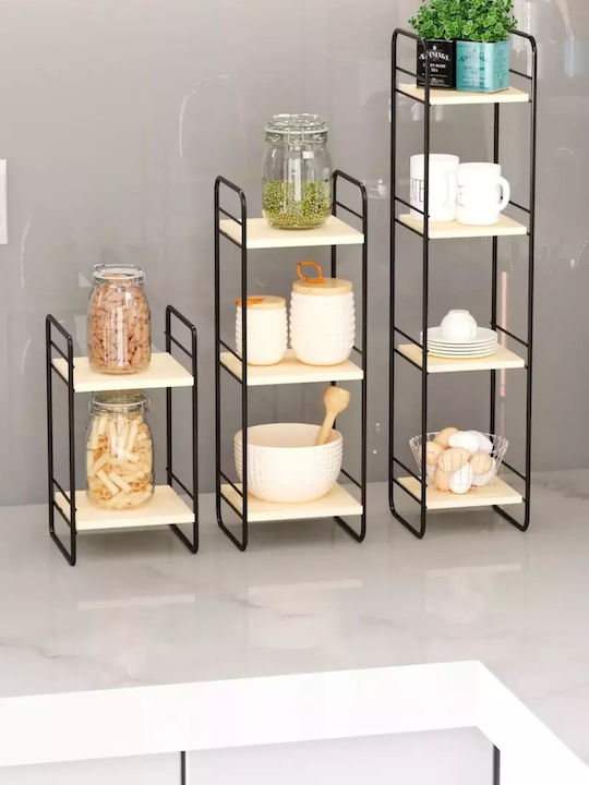 SteweHome Tabletop Metal Rack 14x14x2cm 3 Pieces Black