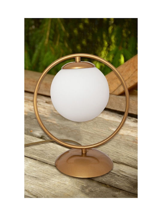 SteweHome Decorative Table Lamp with Gold Metal Base and Glass Sphere 30x25x15cm