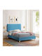 Maylin Double Bed Upholstered with Fabric Turquoise for Mattress 120x200cm
