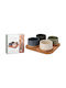 Excellent Houseware Μπωλ Σερβιρίσματος Στρογγυλό Ξύλινο Μπλε με Διάμετρο 22εκ. 5τμχ