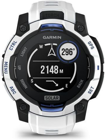 Garmin Instinct 3 Solar Aluminium 45mm Αδιάβροχο Smartwatch με Παλμογράφο (Whitestone and Blue Limited Edition)